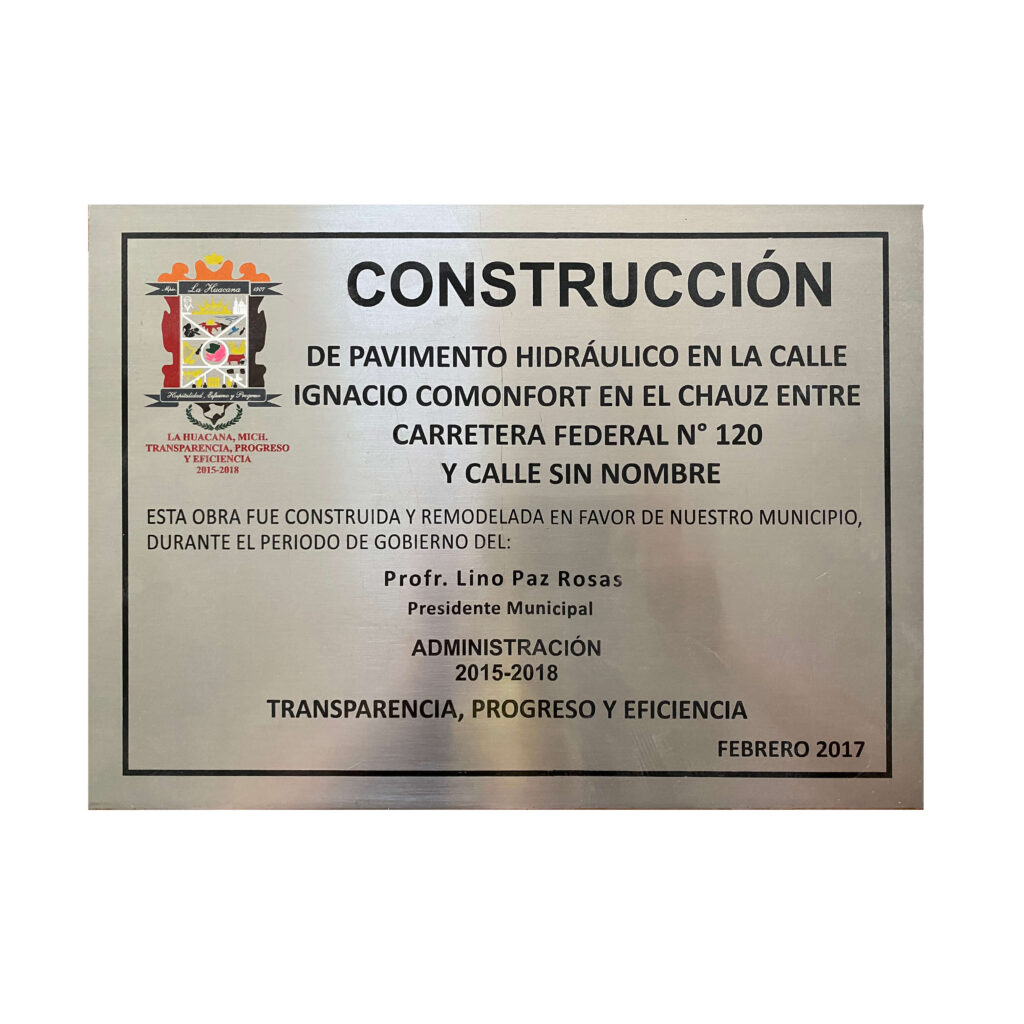 Placa De Acero Inoxidable Aurum Conmemorativos